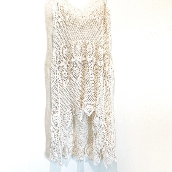 Bohemian Ivory Crochet Lace Gypsy Lace Beach Swim Coverup Maxi Dress - Picture 12 of 12